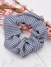 Fashion Navy Blue Houndstooth Fabric Check Hair Tie