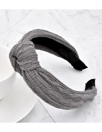 Fashion Dark Gray Thick Woolen Knitted Fabric Knotted Solid Color Striped Headband