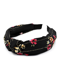 Fashion Black Golden Plum Blossom Knotted Broad-brim Flower Headband