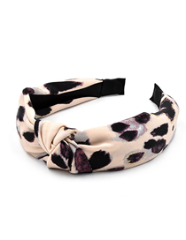 Fashion Leopard Beige Leopard Print Leopard Fabric Knotted Wide Side Headband
