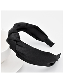 Fashion Black Silky Satin Solid Color Fabric Knotted Headband