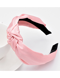 Fashion Pink Silky Satin Solid Color Fabric Knotted Headband
