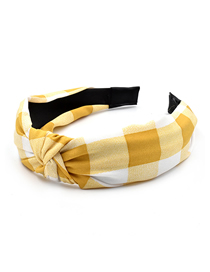 Fashion Yellow Checkered Plaid Fabric Headband