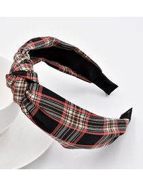 Fashion Black Fabric Tweed Stripe Knotted Plaid Headband