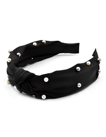 Fashion Black Pearl Knotted Fabric Headband