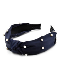 Fashion Navy Pearl Knotted Fabric Headband