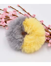 Fashion Yellow + Gray Shuangpin Two-tone Plush Faux Rabbit Hair Hair Rope