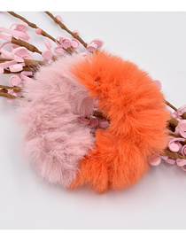 Fashion Red Bean Paste + Orange Double Fight Two-tone Plush Faux Rabbit Hair Hair Rope