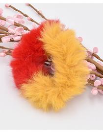 Fashion Red+yellow Shuangpin Two-tone Plush Faux Rabbit Hair Hair Rope