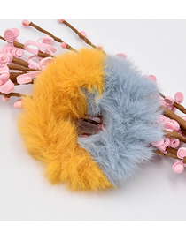 Fashion Blue+yellow Shuangpin Two-tone Plush Faux Rabbit Hair Hair Rope