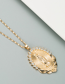 Fashion Gold Color Virgin Mary Necklace With Alloy And Rhinestones