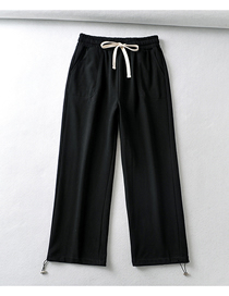 Fashion Black Solid Color Lace-up Leg Drawstring Sweatpants