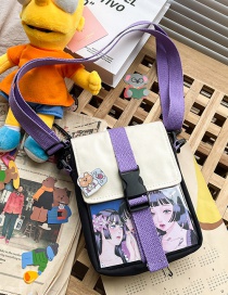 Fashion Purple Without Pendant Contrasting Color Bear Transparent Card Shoulder Bag