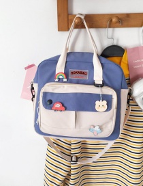 Fashion Blue Without Pendant Contrast Color Rabbit Portable Messenger Shoulder Bag