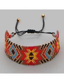 Fashion Color Pattern Color Matching Geometric Beaded Woven Rice Bead Bracelet