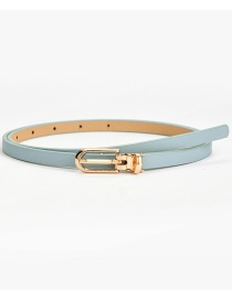 Fashion Sky Blue Candy Color Pin Buckle Pu Thin Belt