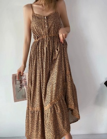 Fashion Leopard Leopard Print Strappy Lace Dress