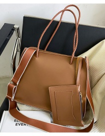 Fashion Dark Brown Textured Large-capacity One-shoulder Handbag