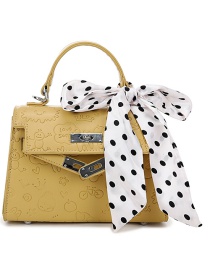 Fashion Yellow Embossed Bow Lock One-shoulder Tote