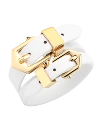 Fashion White Pu Snake Pattern Alloy Plating Bracelet
