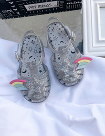 Fashion Silver Color Star Rainbow Baotou Hollow Childrens Sandals