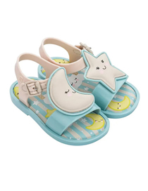 Fashion Light Blue Childrens Open-toed Sandals With Soft-soled Luminous Stars And Moon