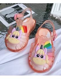 Fashion Orange Pink Unicorn Childrens Baotou Sandals