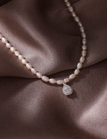 Fashion Silver Color Water Drop (pearl) Rice Pearl Necklace