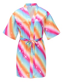 Fashion Rainbow Printed Kimono Thin Bathrobe