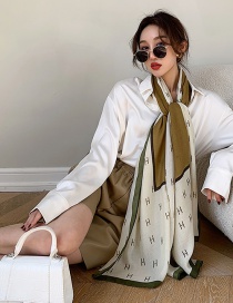 Fashion Armygreen Thin Cotton And Linen Printed Silk Scarf