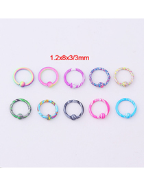 Fashion Universal Ring (mixed Color 10/set) Stainless Steel Piercing Jewelry With Paint Water Pattern Ring
