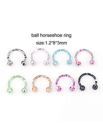 Fashion Spherical Horseshoe Ring (8 Colors/set) Stainless Steel Paint C-shaped Round Lip Ring