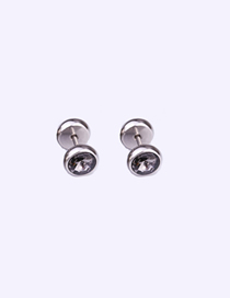 Fashion Gray Inlaid Crystal Dumbbell Stainless Steel Earrings