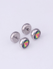 Fashion Colorful Inlaid Crystal Dumbbell Stainless Steel Earrings