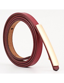 Fashion Red 100cm Flat Super Long Buckle Thin Waist Belt