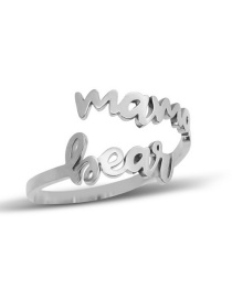 Fashion Steel Color Stainless Steel Mama Bear Letter Adjustable Ring