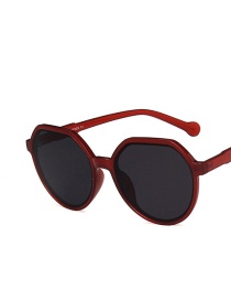 Fashion Red Frame All Gray Irregular Sunglasses