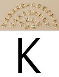 Fashion K Copper Inlaid Zircon Diy Letter Accessories