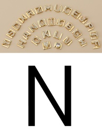 Fashion N Copper Inlaid Zircon Diy Letter Accessories