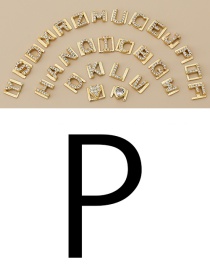 Fashion P Copper Inlaid Zircon Diy Letter Accessories