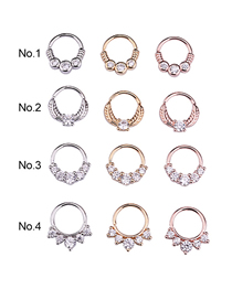 Fashion Rose Gold 4# Piercing Zircon Nose Ring