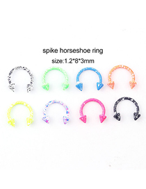 Fashion Pointed Cone Horseshoe Ring (mixed Colors 8 / Set) Snowflake Dot Painted Pointed Cone C-shaped Nose Ring