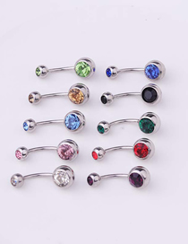 Fashion Ab Color Piercing Stainless Steel Body Belly Nail Abdomen Double Drill Belly Button Nail Umbilical Ring (1pcs)