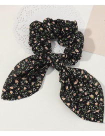 Fashion Black Floral Fabric Bow Tie Hair Tie