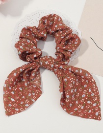 Fashion Orange Floral Fabric Bow Tie Hair Tie