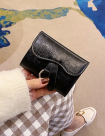 Fashion Black Short Pu Leather Solid Color Multi-card Pocket Wallet
