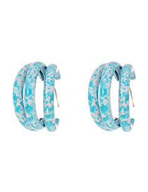 Fashion Blue Alloy Pattern Multilayer C-shaped Earrings
