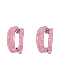 Fashion Pink Alloy Pattern Multilayer C-shaped Earrings