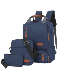 Fashion Navy Blue Backpack Three-piece Computer Bag
