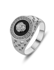 Fashion Platinum Diamond Lion Head Ring
